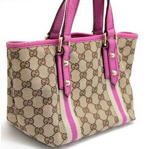 Gucci tote GG Beige canvas charm pink bag Tan